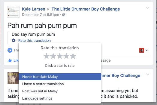 Facebook Malay translation